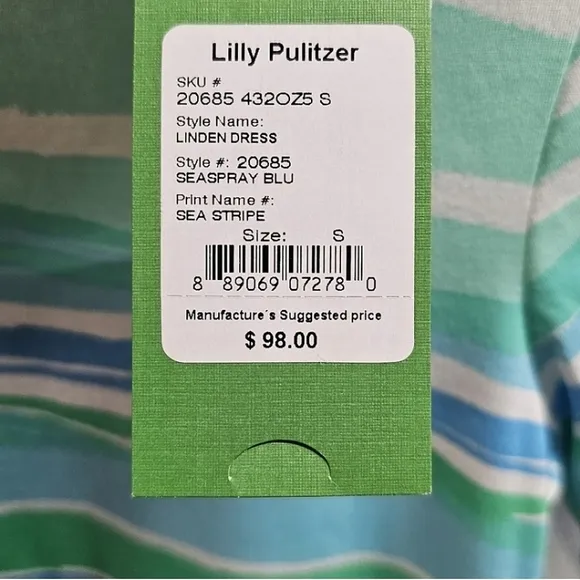 Lilly Pulitzer Striped Dress Sz Small Green and Blue Coastal Preppy Vacation