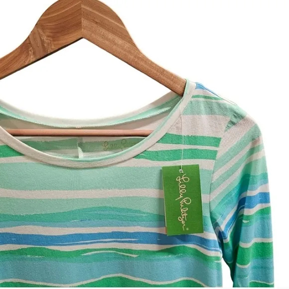 Lilly Pulitzer Striped Dress Sz Small Green and Blue Coastal Preppy Vacation