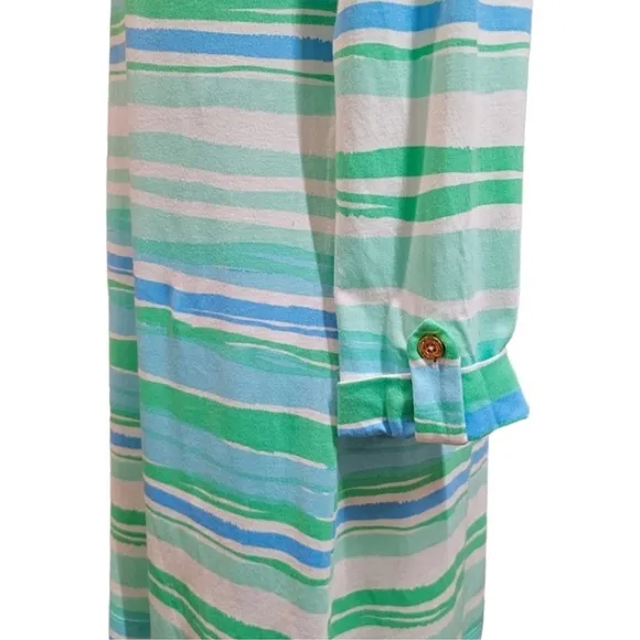 Lilly Pulitzer Striped Dress Sz Small Green and Blue Coastal Preppy Vacation