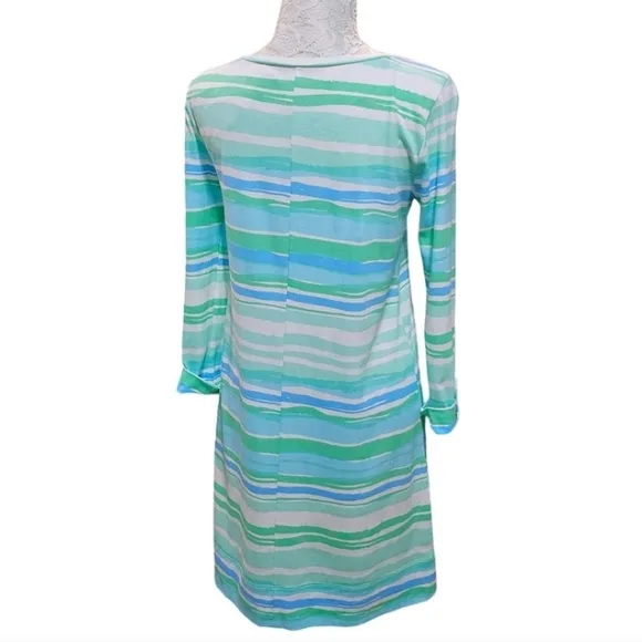 Lilly Pulitzer Striped Dress Sz Small Green and Blue Coastal Preppy Vacation