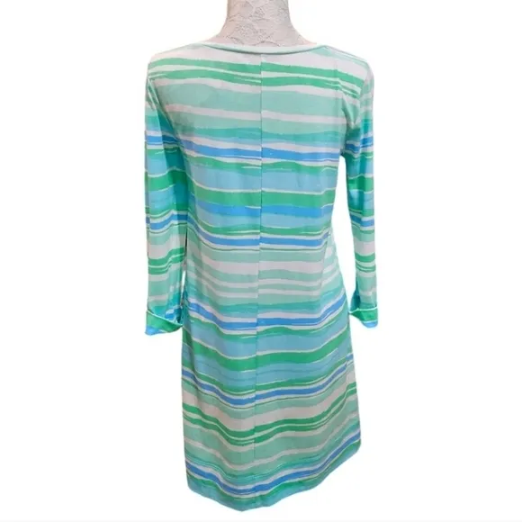 Lilly Pulitzer Striped Dress Sz Small Green and Blue Coastal Preppy Vacation