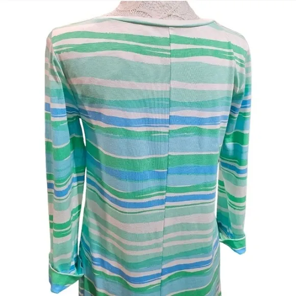 Lilly Pulitzer Striped Dress Sz Small Green and Blue Coastal Preppy Vacation