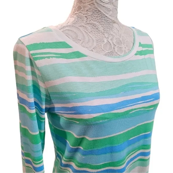 Lilly Pulitzer Striped Dress Sz Small Green and Blue Coastal Preppy Vacation