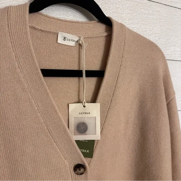Lillysilk Cropped Wool-Cashmere Blend Cardigan NWT Small
