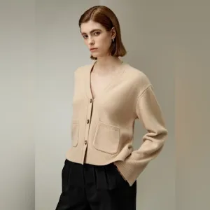 Lillysilk Cropped Wool-Cashmere Blend Cardigan NWT Small