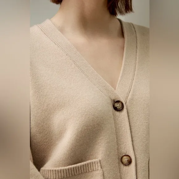 Lillysilk Cropped Wool-Cashmere Blend Cardigan NWT Small