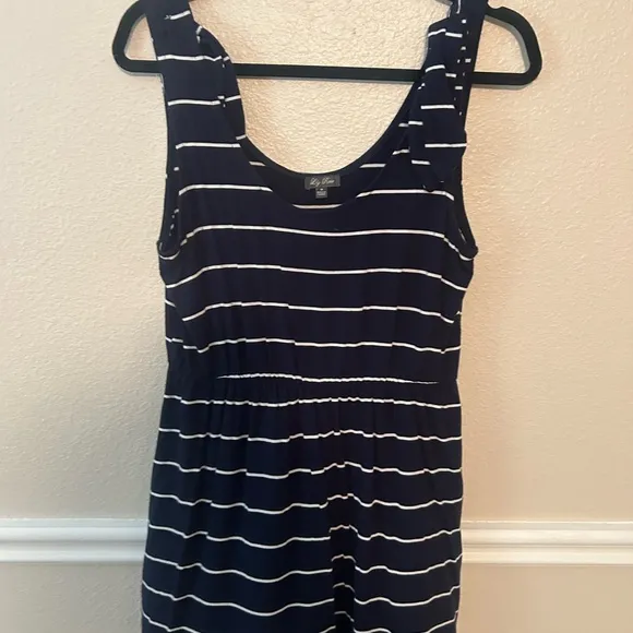 Lily and Rose Navy and White Striped Sleeveless mini summer dress