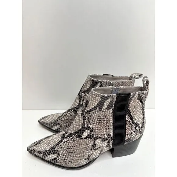 Linea Paolo Boots Size 5 Leather Snake Print Pointed Toe Booties New