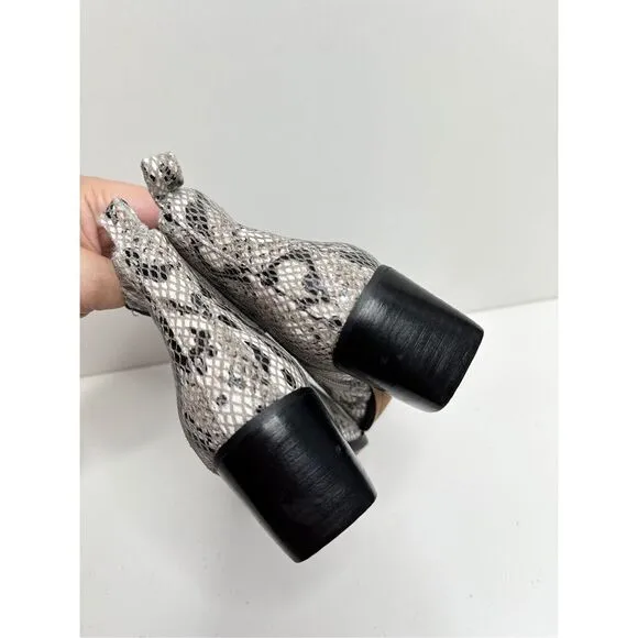 Linea Paolo Boots Size 5 Leather Snake Print Pointed Toe Booties New