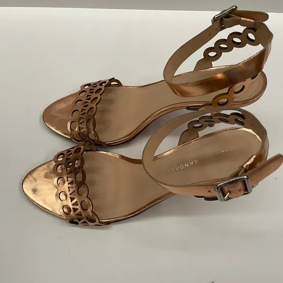 Loeffler Randall Opal Laser Cut Sandals Mirrored Copper 9.5GORGEOUS!
