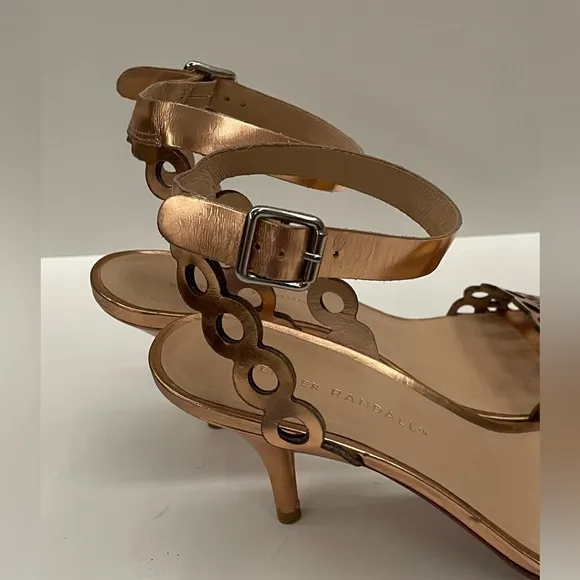 Loeffler Randall Opal Laser Cut Sandals Mirrored Copper 9.5GORGEOUS!