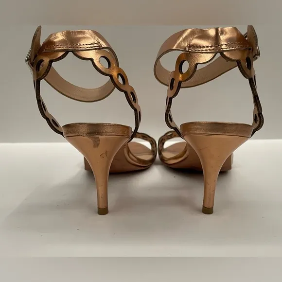 Loeffler Randall Opal Laser Cut Sandals Mirrored Copper 9.5GORGEOUS!
