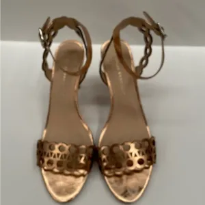 Loeffler Randall Opal Laser Cut Sandals Mirrored Copper 9.5GORGEOUS!