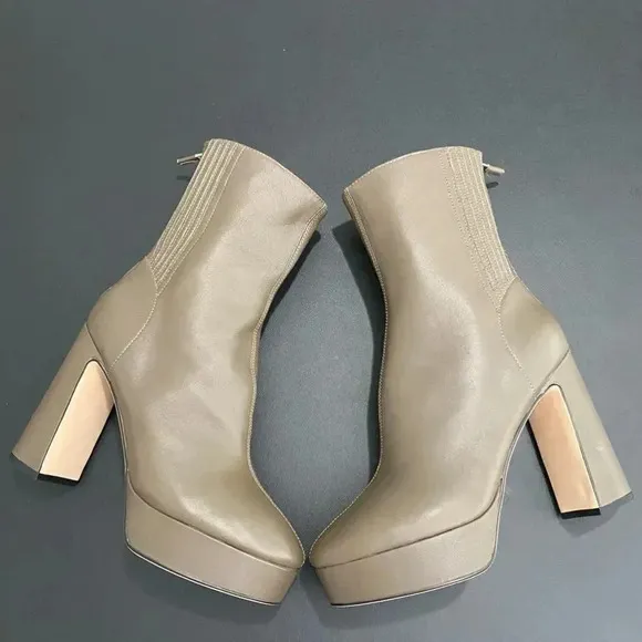 Lola Cruz Leste Leather Platform Heel Boots Y2K Anthropologie Whimsigoth New