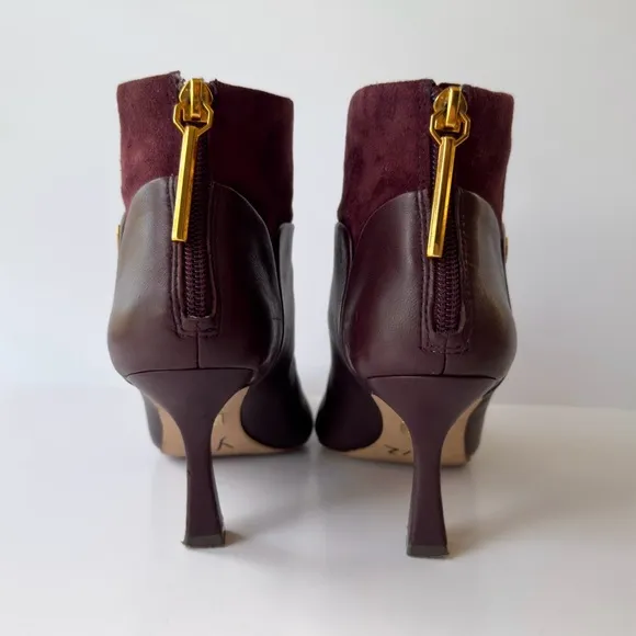 Louise et Cie Lydie Ankle Boots in Burgundy Wine Leather &amp; Suede Size 6