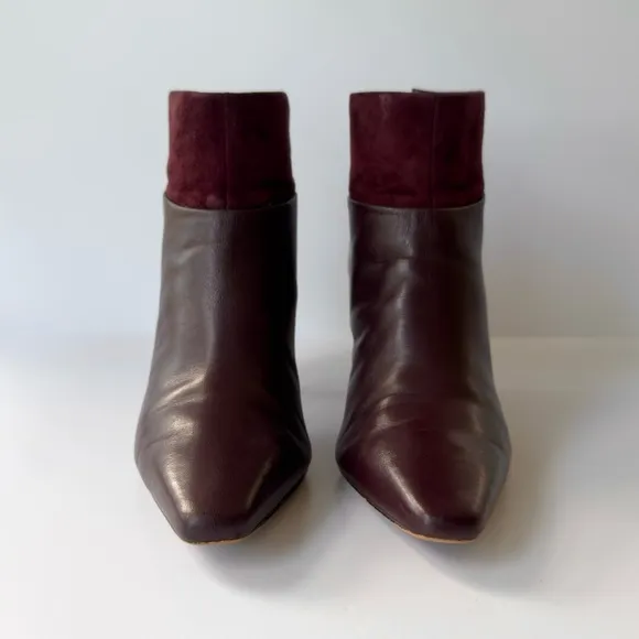 Louise et Cie Lydie Ankle Boots in Burgundy Wine Leather &amp; Suede Size 6