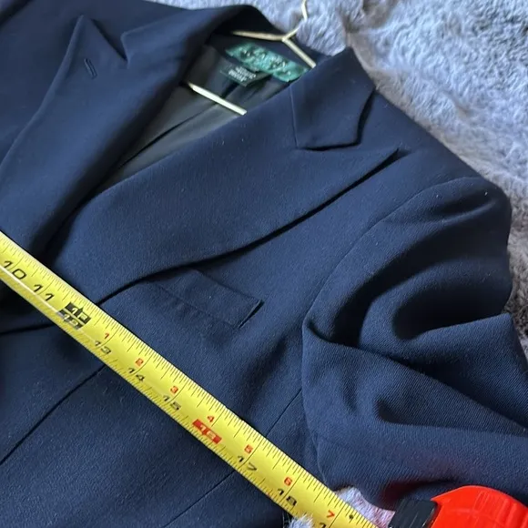LRL CLASSIC RALPH LAUREN WOOL NAVY GOLD vintage BLAZER size 10 Petite