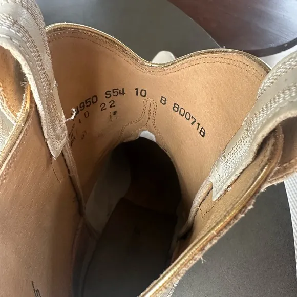 Lucchese Cream Heeled Boots with Western Stitching