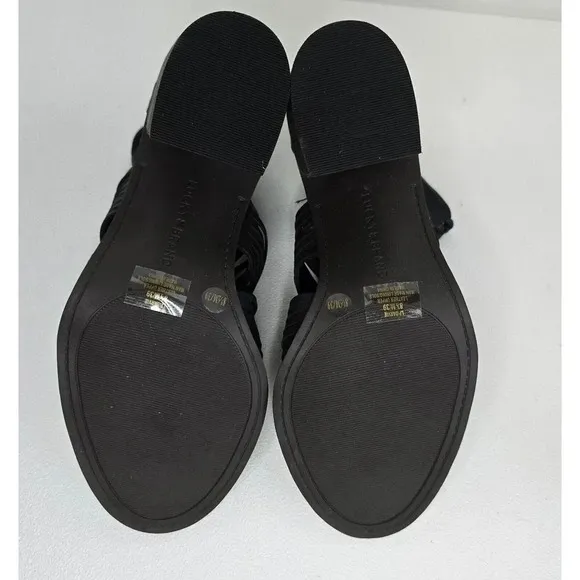 Lucky Brand Darvie Leather Black Sandal Bootie Strappy Open Toe Shoe 8.5 NEW