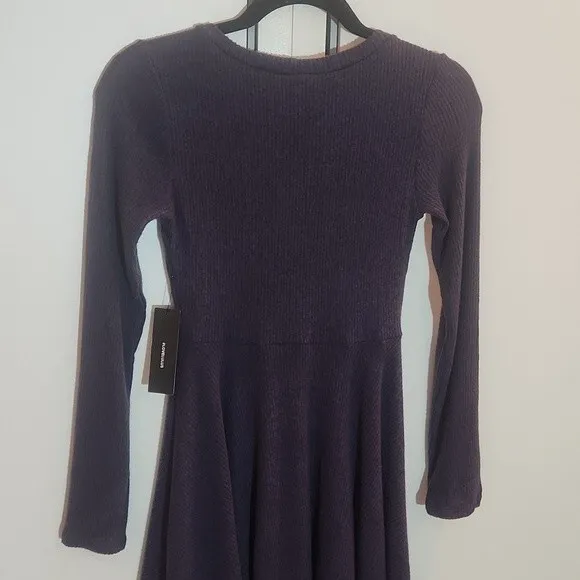 Lulus Fit and Fair Navy Ribbed Long Sleeve Skater Dress size S