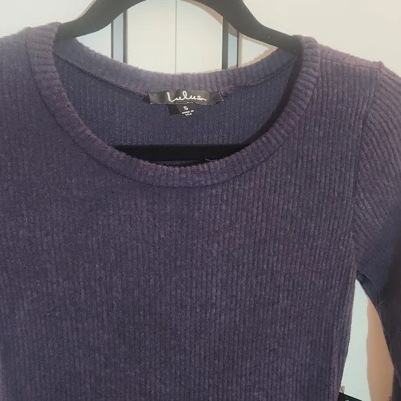 Lulus Fit and Fair Navy Ribbed Long Sleeve Skater Dress size S