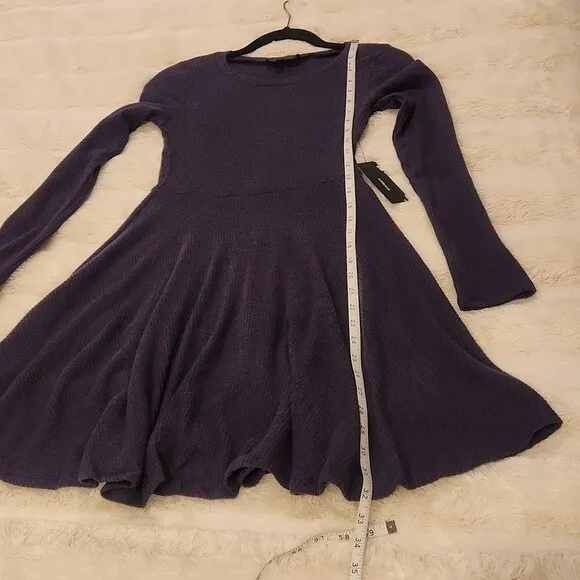 Lulus Fit and Fair Navy Ribbed Long Sleeve Skater Dress size S