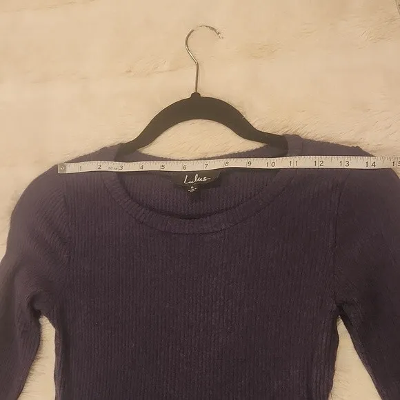 Lulus Fit and Fair Navy Ribbed Long Sleeve Skater Dress size S