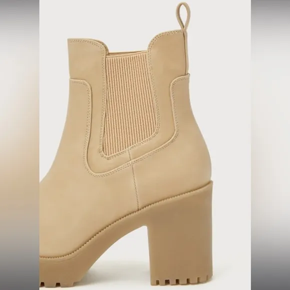 LULUS Good Day Natural Platform Ankle Boots Chinese Laundry Lug Sole 6