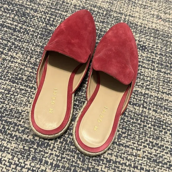 M. Gemi Burgandy Suede Lido Mules size 39