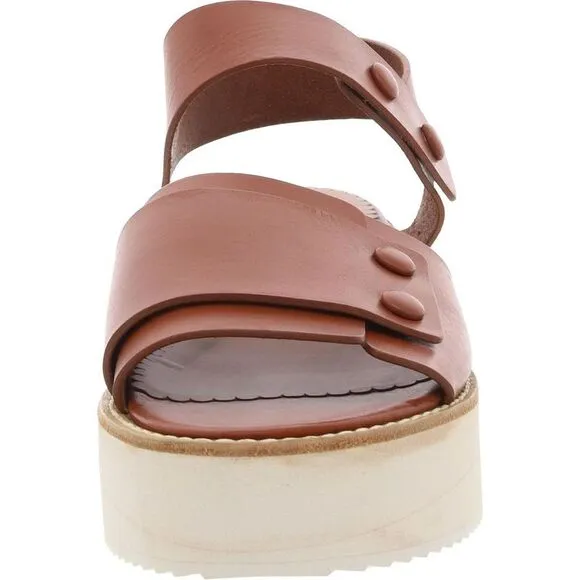 M Missoni Womens Brown Studded Leather Flatform Sandals New