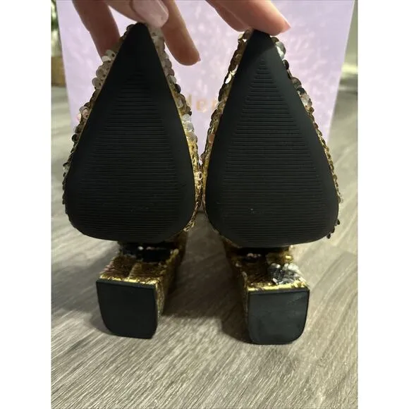 MADDEN GIRL Booties Gold Sequined Cody Pointed Toe Bling, Dance, Glam Boots 5
