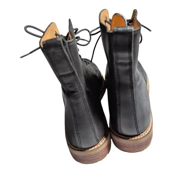 Madewell Clair Black Leather Lace-Up Classic Minimal Utility Combat Boots Sz 9