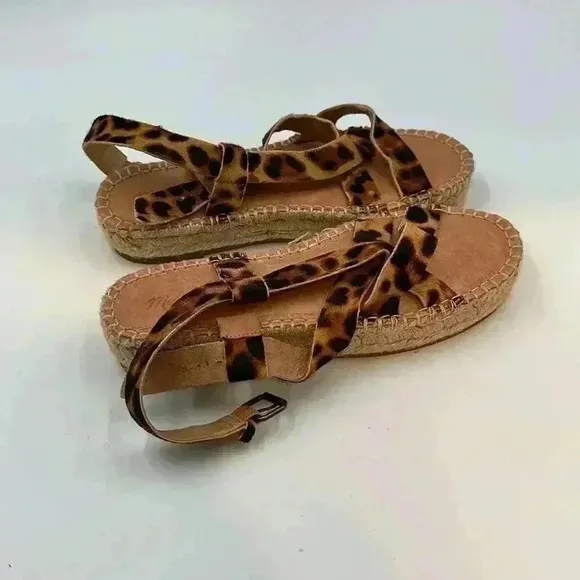 MADEWELL Leather Leopard Print Sandals. Size 6.5.