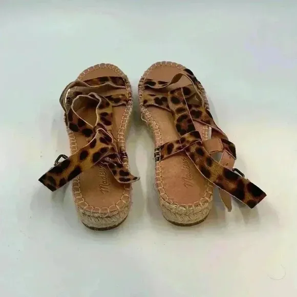 MADEWELL Leather Leopard Print Sandals. Size 6.5.