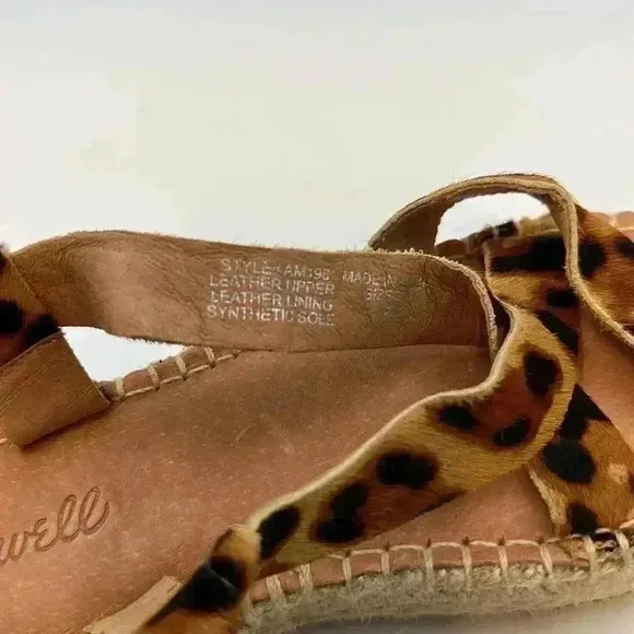 MADEWELL Leather Leopard Print Sandals. Size 6.5.