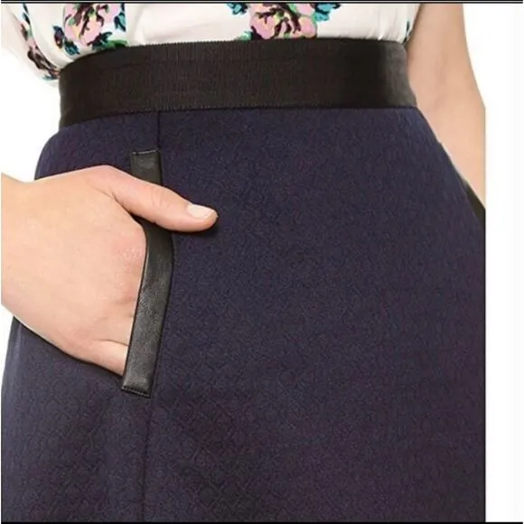 Madewell Luna Quilted Faux Leather Trim Blue and Black Skater Mini Skirt Size 0