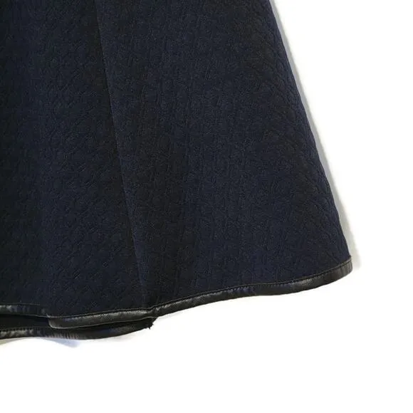 Madewell Luna Quilted Faux Leather Trim Blue and Black Skater Mini Skirt Size 0