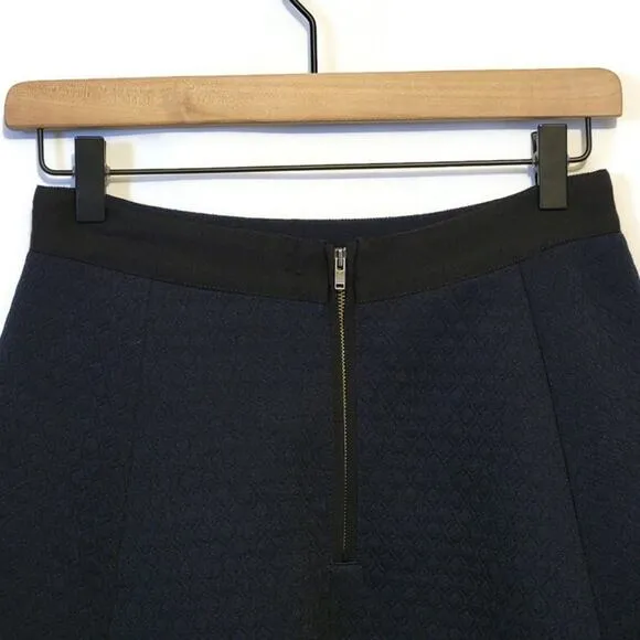 Madewell Luna Quilted Faux Leather Trim Blue and Black Skater Mini Skirt Size 0