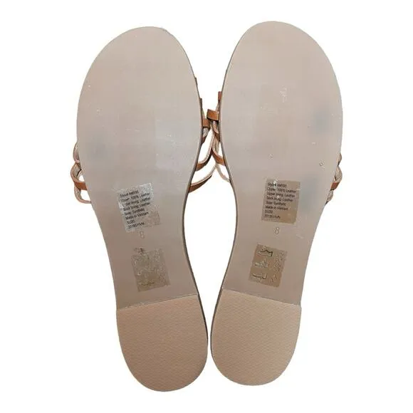 Madewell NWOB Brown Leather Tracie Crisscross Slide Sandals - 8