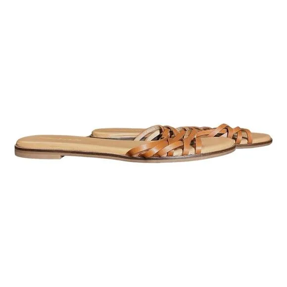 Madewell NWOB Brown Leather Tracie Crisscross Slide Sandals - 8