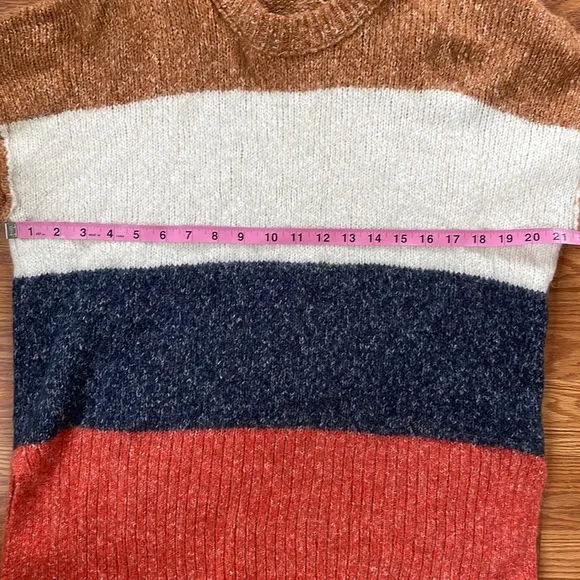Madewell Orange Gray Brown Cream Striped Baxter Alpaca Sweater Tunic Size Medium