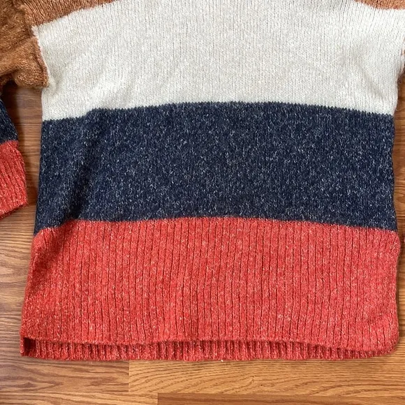 Madewell Orange Gray Brown Cream Striped Baxter Alpaca Sweater Tunic Size Medium