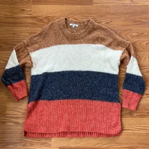 Madewell Orange Gray Brown Cream Striped Baxter Alpaca Sweater Tunic Size Medium