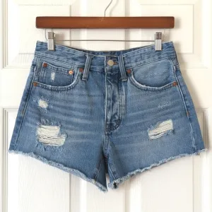 Madewell Relaxed Medium Wash High Waisted Distressed Cut Off Jean Shorts 24