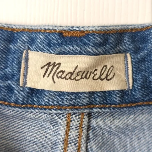 Madewell Relaxed Medium Wash High Waisted Distressed Cut Off Jean Shorts 24