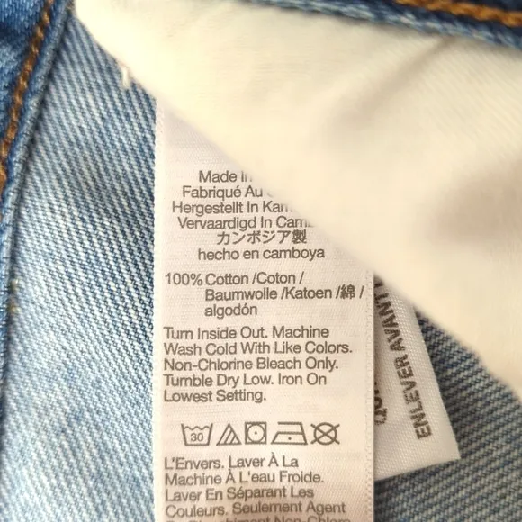 Madewell Relaxed Medium Wash High Waisted Distressed Cut Off Jean Shorts 24