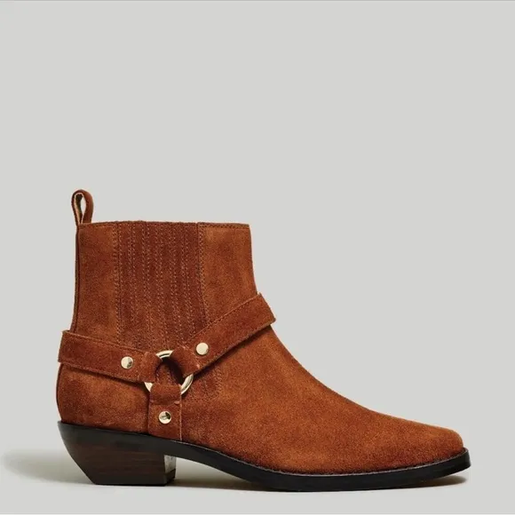 Madewell Santiago Suede Western Harness Boot Size 8 New Without Box