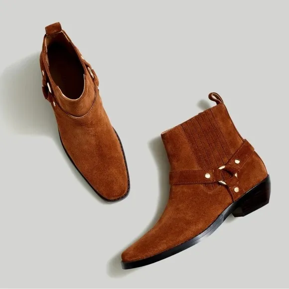 Madewell Santiago Suede Western Harness Boot Size 8 New Without Box