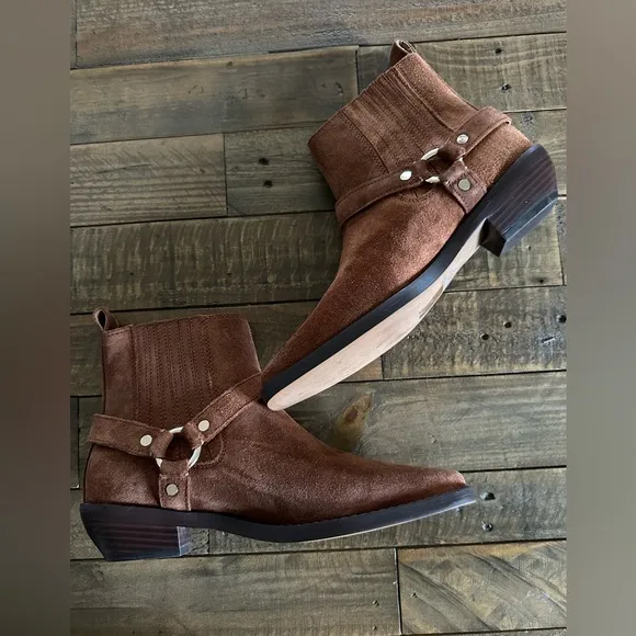 Madewell Santiago Suede Western Harness Boot Size 8 New Without Box