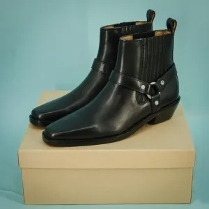 Madewell Size 8.5 Santiago Black Leather Western Moto Ankle Bootie Boots NEW